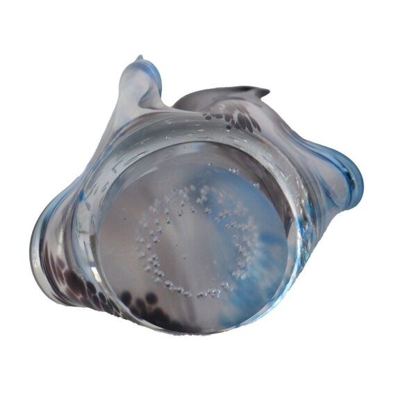 Vintage Art Glass Controlled Bubbles Handkerchief Vase MCM - Picture 8 of 9